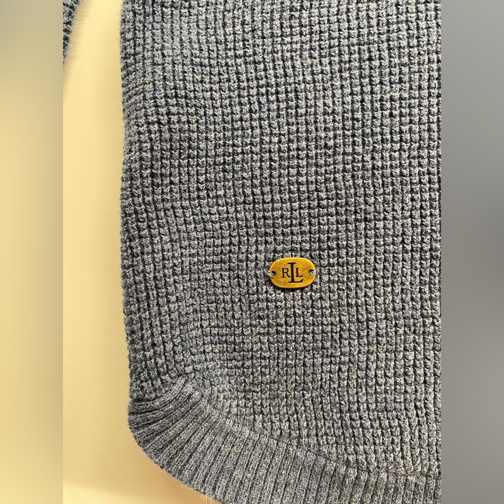 Lauren Ralph Lauren 100% Cotton Blue Sweater with Tube Neck and Ties - Large/L C - Picture 3 of 7